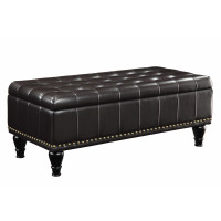 OSP Home Furnishings BP-CDOT45-B1 Caldwell Square Storage Ottoman in Espresso Bonded Leather with Decorative Nailheads